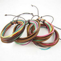 Colorful Leather Ropes Wire Bracelets Adjustable Wristband